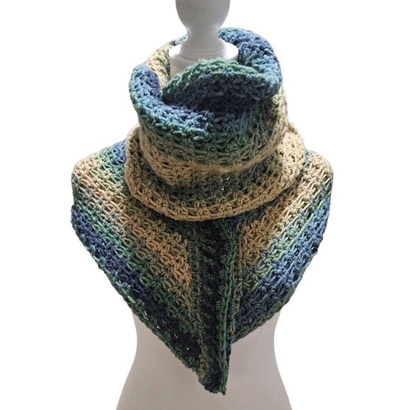 Hand Crafted Accessories - Hand Crafted Crochet Multicolored 10-way scarf winter hoodie handmade blue shawl